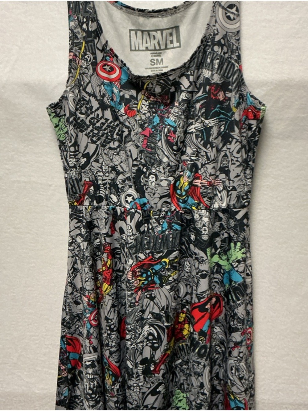 Marvel Graphic Tank Dress in Black, White, Red and Blue Sz S 1064 - Picture 9 of 9